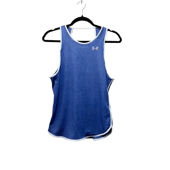 Under Armour Tank Top Navy Blue Scoop Neck Sleeveless Logo Pullover Size S - Picture 1 of 4